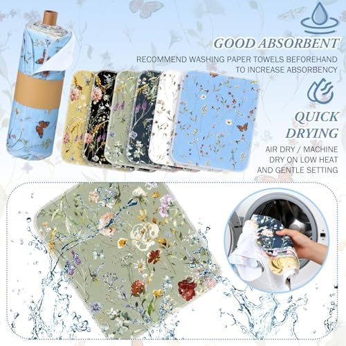 36 Pack Reusable Kitchen Cloths Cotton Towels, Rich Flowers - Image 3