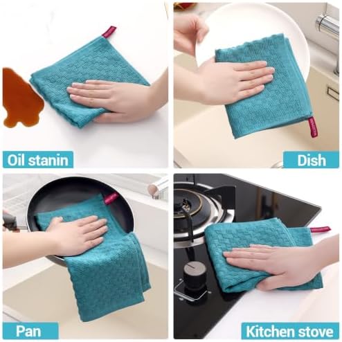 Homaxy 100% Cotton Terry Dish Cloths, Lake Blue - Image 5