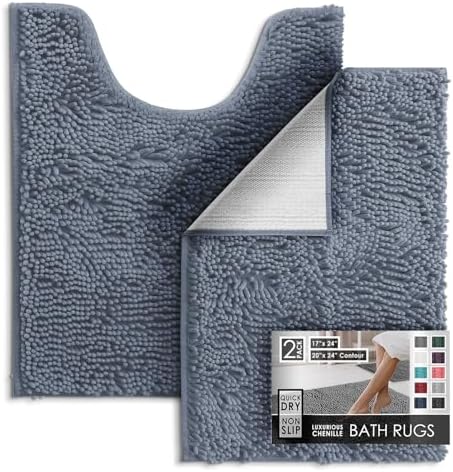 Hearth & Harbor Bathroom Rugs, Chenille Bath Mat by HearthHarbor