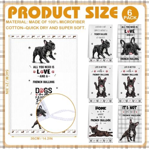 Redbaker 6 Pcs Funny French Bulldog Kitchen Towels - Image 3
