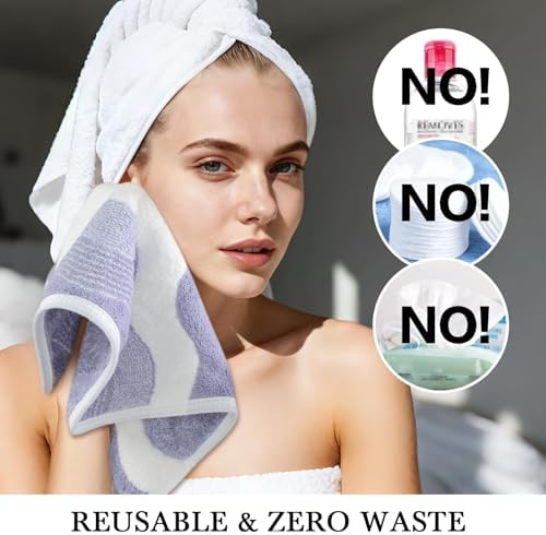 SINLAND Microfiber Facial Cloths Fast Drying Washcloth 12x12inch Wave Pattern 6 - Image 4