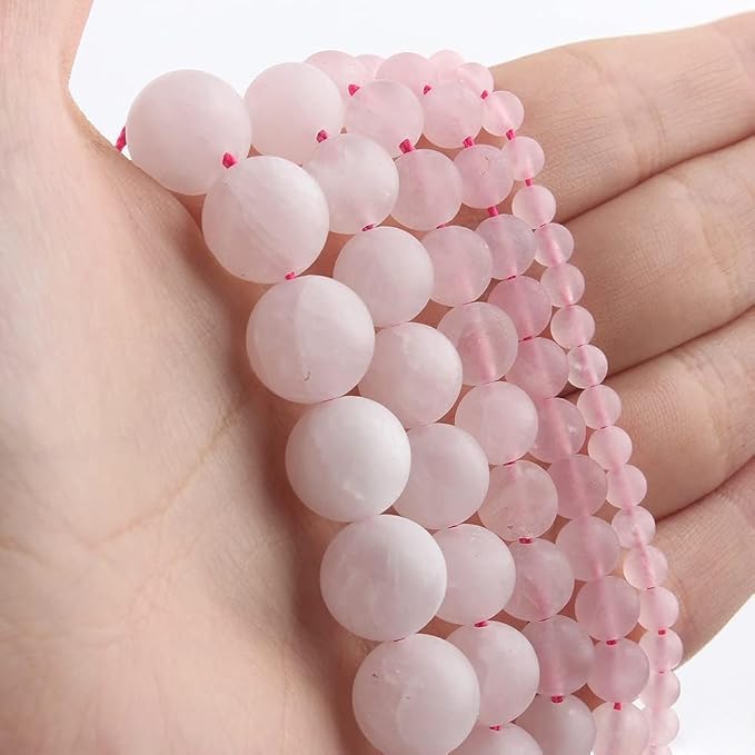 8mm Matte Rose Quartz Bead, 15-Inch Matte Round Loose Stone Beads - Image 7
