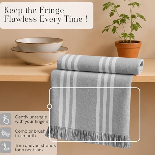 Prewashed Stripe Kitchen Towels 4 Pack, 100% Cotton Tea Towels, Reusable Wash - Image 6