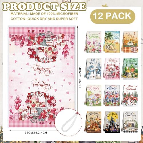 FuWeave 12 Pcs Seasonal Kitchen Towels Set - Image 2