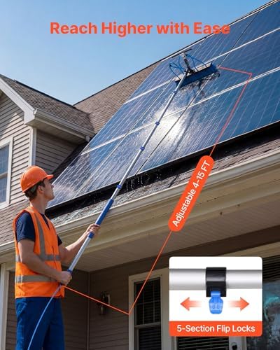 VEVOR Solar Panel Cleaning Kit, 15 ft, Water Fed Pole Kit - Image 4