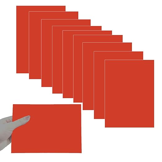 10Pcs Red Anodized Aluminum Sheet 5" x 7" x 1/32" (0.8mm) Corrosion-Resistant Metal Plates for Laser Engraving, DIY Crafting, Sign Making, Home Decor