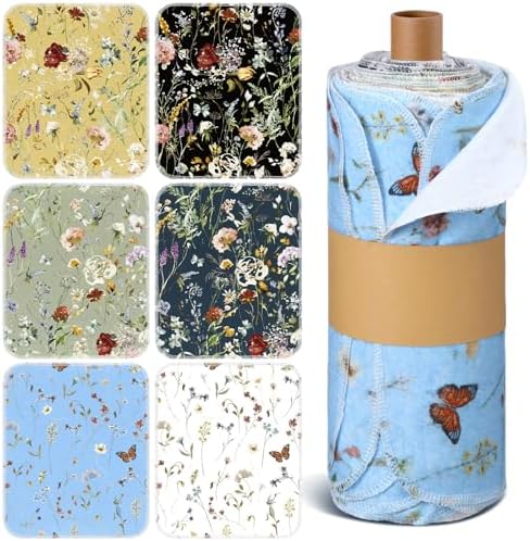 60 Pack Reusable Kitchen Cloths Cotton Towels, Rich Flowers by Noveread