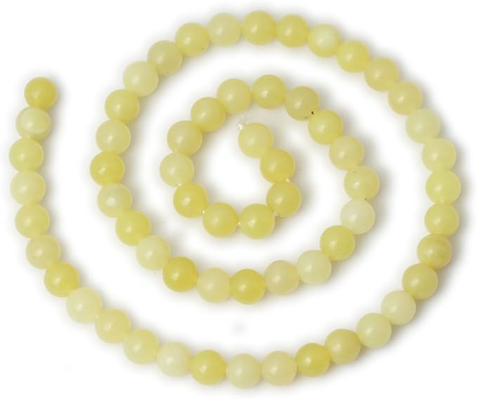 60PCS 6mm Natural Yellow Lemon Jade Gemstone Round Loose Beads - Image 2