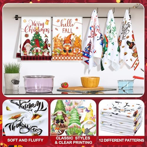 FuWeave 12 Pcs Seasonal Kitchen Towels Set - Image 3