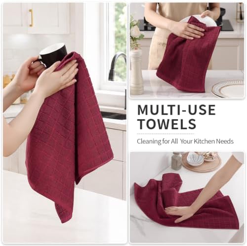 Kitinjoy Premium Cotton Check Kitchen Towels 8 Pack - Image 4