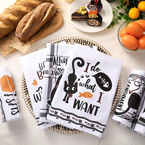 Redbaker 6 Pcs Black Cat Theme Kitchen Towels Funny Dish Towel - Image 6