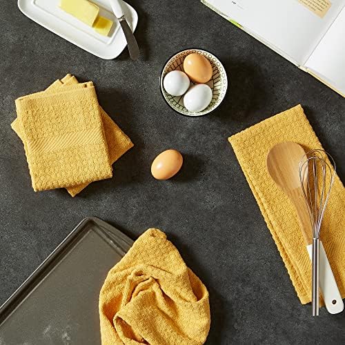 DII Basic Terry Collection Waffle Dishtowel Set, Solid Mustard, 4 Piece - Image 5