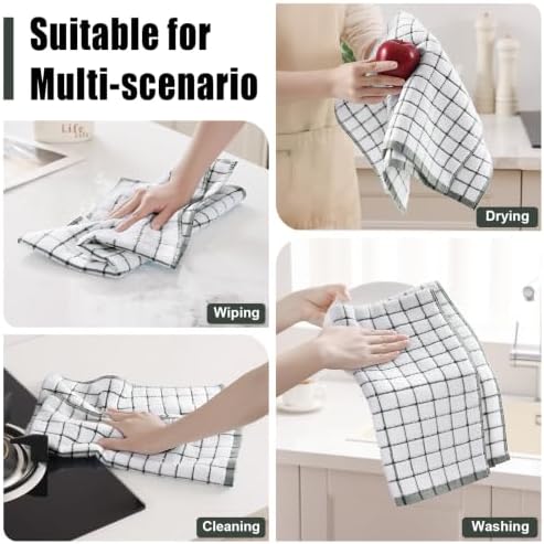 Homaxy Premium Kitchen Towels, Check Design, Dark Green - Image 5