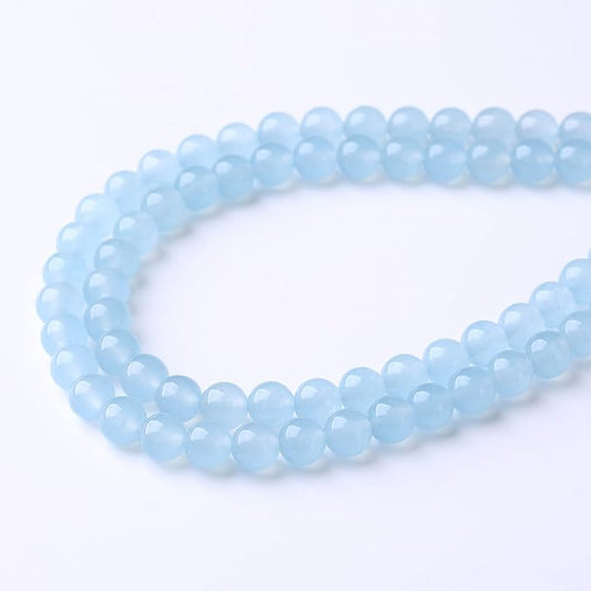 45PCS 8MM Natural Cyanihalite Loose Stone Beads for Jewelry Making DIY Energy Stone Healing Power Bracelet 15"