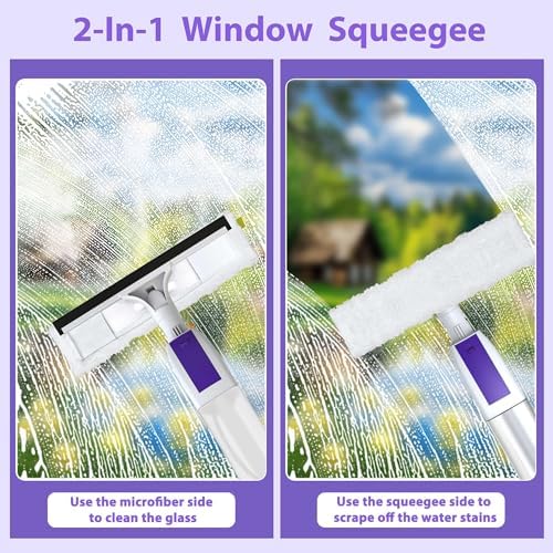 Spray Window Squeegee with 60" Extension Pole, Window Cleaning Squeegee Kit- - Image 4