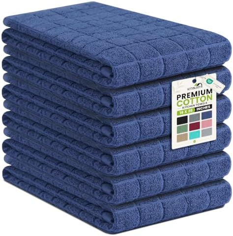Kitinjoy Premium Cotton Check Kitchen Towels 6 Pack by Kitinjoy