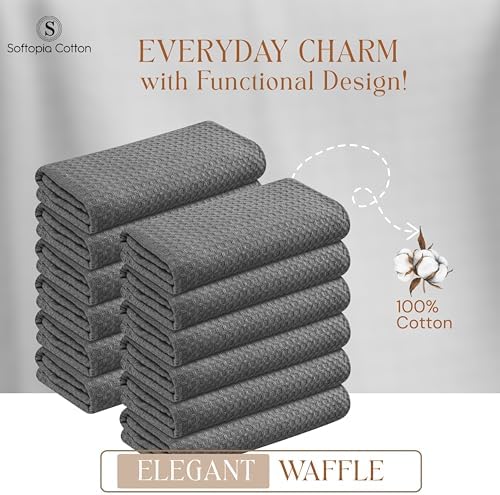 Gray Waffle Kitchen Dish Towels, 100% Cotton, Quick Dry, Super Absorbent - Image 7