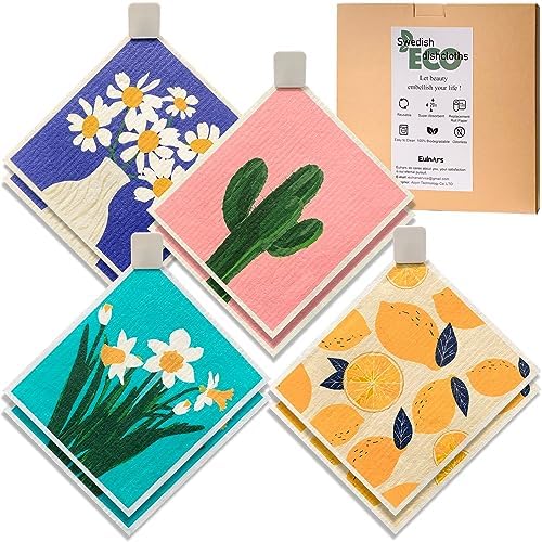 Eulnars Swedish Dishcloths for Kitchen, 8 Pack Reusable Paper Towels by Eulnars