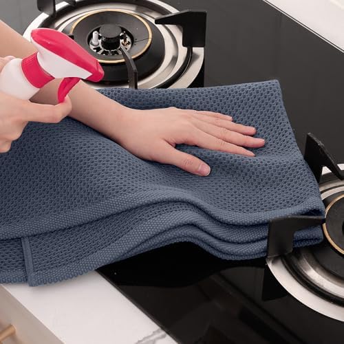 Homaxy 100% Cotton Oversized Waffle Weave Kitchen Towels, Dark Grey - Image 5