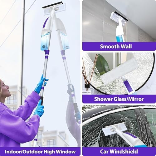 Spray Window Squeegee with 60" Extension Pole, Window Cleaning Squeegee Kit- - Image 5