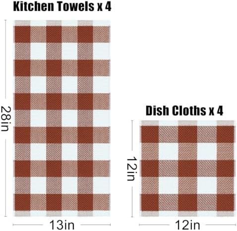 Homaxy 100% Cotton Kitchen Towels and Dishcloths Set of 8 - Image 4
