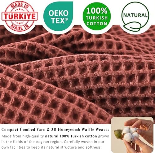 PÜSKÜL Natural 100% Turkish Cotton Waffle Hand and Kitchen Towels Set of 3 - Image 3