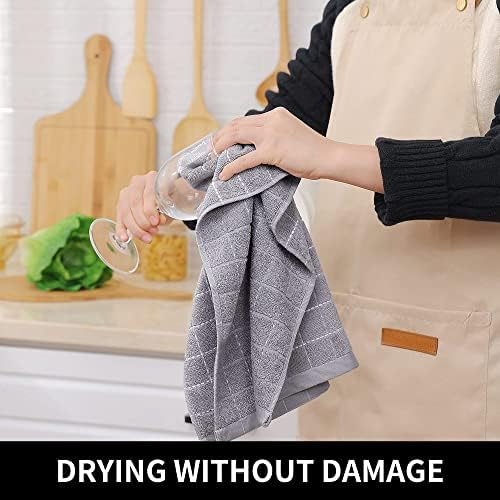 Homaxy 100% Cotton Terry Kitchen Towels, 7 Pack, Light Grey - Image 4