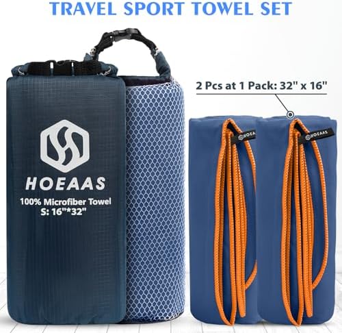 HOEAAS 2 Pack Microfiber Camping Towels, Quick Dry Towel, Super Absorbent Ultra - Image 2