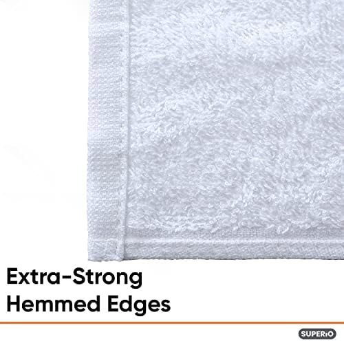 Superio White Washcloths 12 Pack Terry Cloth Rags 100% Cotton 12" Cleaning - Image 4