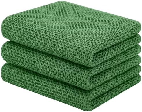 Homaxy 100% Cotton Waffle Weave Kitchen Towels, Grass Green by Homaxy