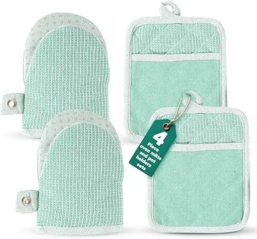 Casa Platino Heat Resistant Oven Mitts & Pot Holders, 4-Piece – Oven Mitt by CasaPlatino