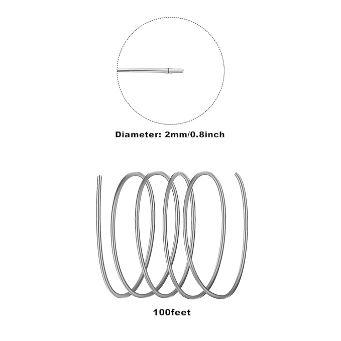 2mm Aluminum Wire, 100 Feet 12 Gauge Bendable Anodized Metal Wire for Sculpting, Jewelry Making, Armature Making, Weaving and Wrapping, Crafting