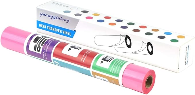 Guangyintong Heat Transfer Vinyl - 12" x 12ft Rolls, Matte Pink HTV for T-Shirts & All Cutter Machines, Easy to Cut & Weed
