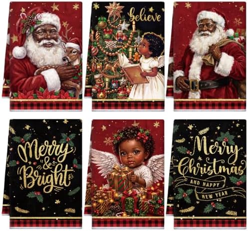 Redbaker 6 Pcs Christmas Kitchen Towels, Xmas Angel Absorbent Fast Drying Tea by Redbaker