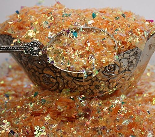 Golden Orange Iridescent Ice Flakes Glitter Flakes for Nail Art - Lightweight Holographic Polyester - 311-4373 - 1/2 oz (14 grams)