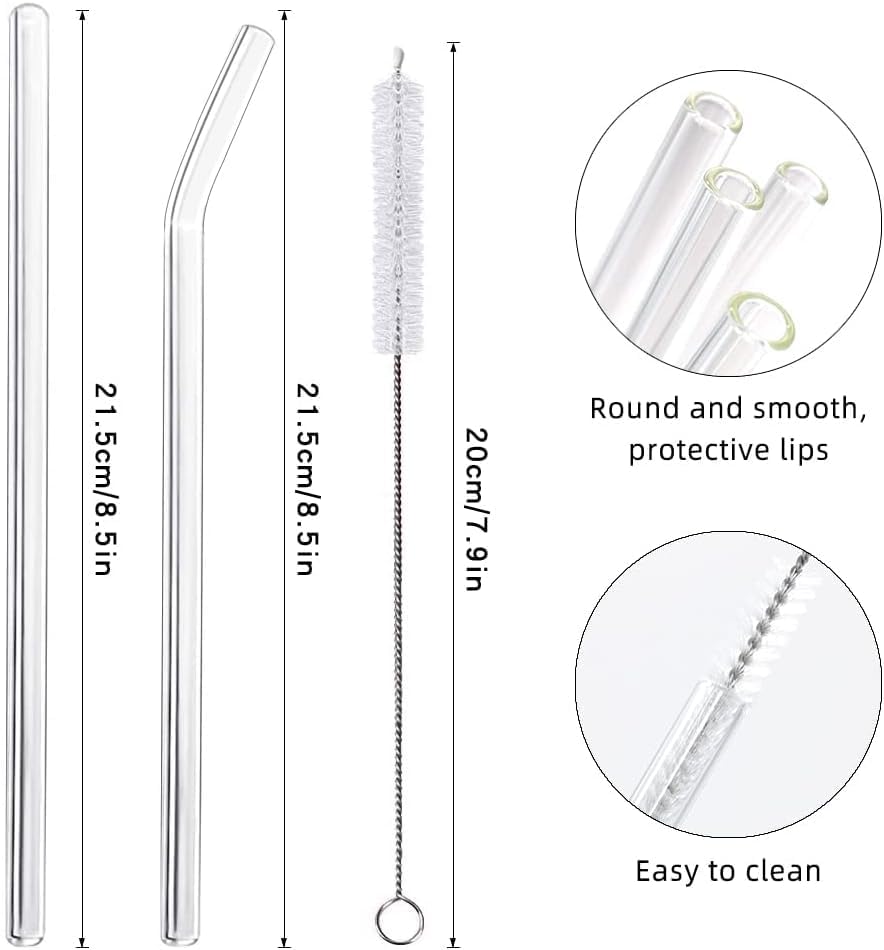 16 Pack Reusable Glass Straws, 6 Straight and 6 Bent - Image 3