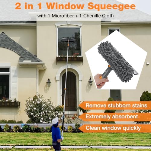 12Ft Window Squeegee with Extension Poles, 2-in-1 Window Cleaning Kit with - Image 4