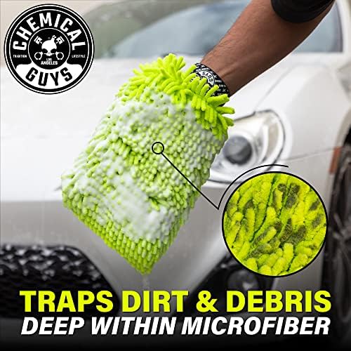Chemical Guys, Chenille Scratch-Free Microfiber Wash Mitt, Lime Green, 3 Pk - Image 6