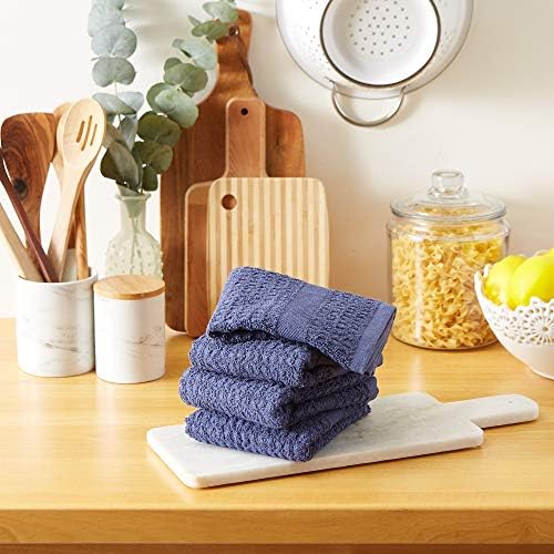 DII Basic Terry Collection Waffle Dishtowel Set, Solid French Blue, 4 Piece - Image 5