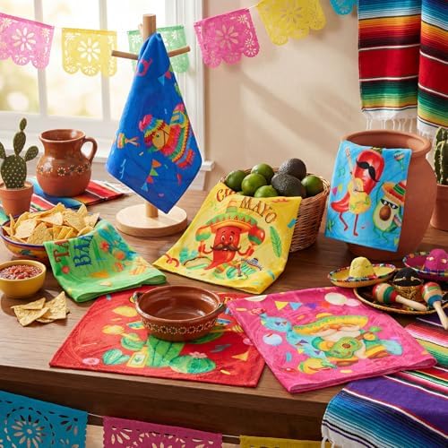 Breling 6 Pack Mexican Kitchen Towels Fiesta Cactus Taco Cinco De Mayo - Image 2