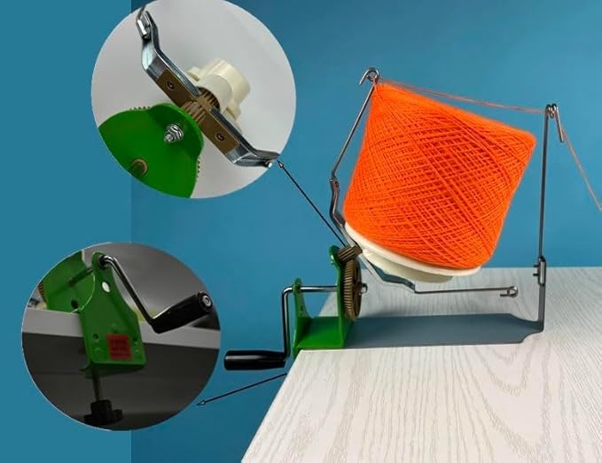 18oz Large Capacity Yarn Ball Winder, Hand Operated Yarn Baller, Bulk Yarn Cake Holder Spinner for Fiber Wool String Ball Crocheting Weaving, Tabletop Dual Rocker Arm Strong Clamp