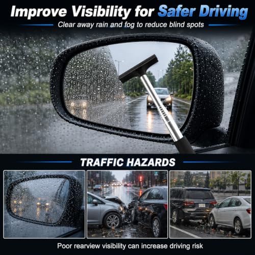 2 Pack Car Side Mirror Squeegee, Silicone Blade Rearview Mirror Cleaner - Image 6