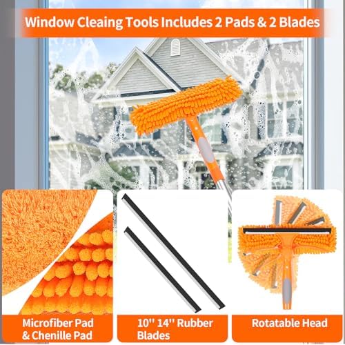 109" Window Cleaning Squeegee Kit, Professional 2 in 1 Squeegee Window Cleaner - Image 3