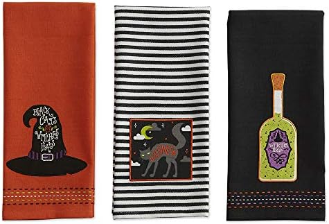 DII Happy Halloween Dishtowel Collection Embellished Cotton Kitchen Hand Towel - Image 3