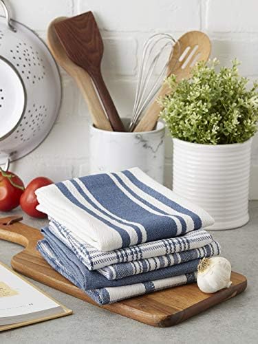 DII Assorted Woven, Kitchen Dishtowel Set, Stone Blue, 5 Piece - Image 4