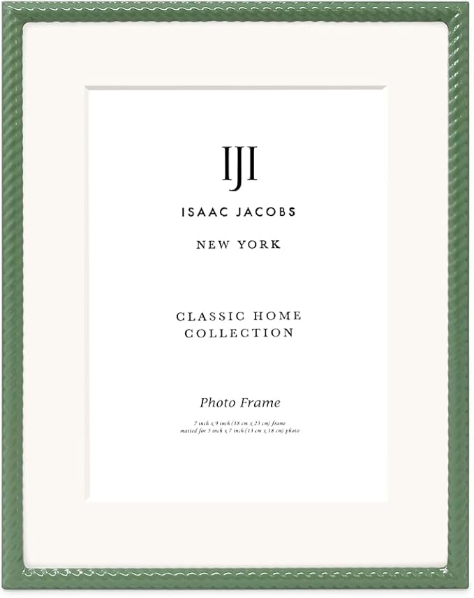 Isaac Jacobs 7x9 Green Metal Rope Border Picture Frame, Horizontal & Vertical - Image 2