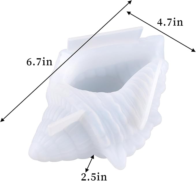 Wehous Large Conch Silicone Mold Unique Conch Shaped Tray Resin Concrete Mold 3D Candle Vessels Trinket Holder Container Epoxy Mold Marine Shell Storage Tray Casting Clay Craft Mould DIY Home Decor