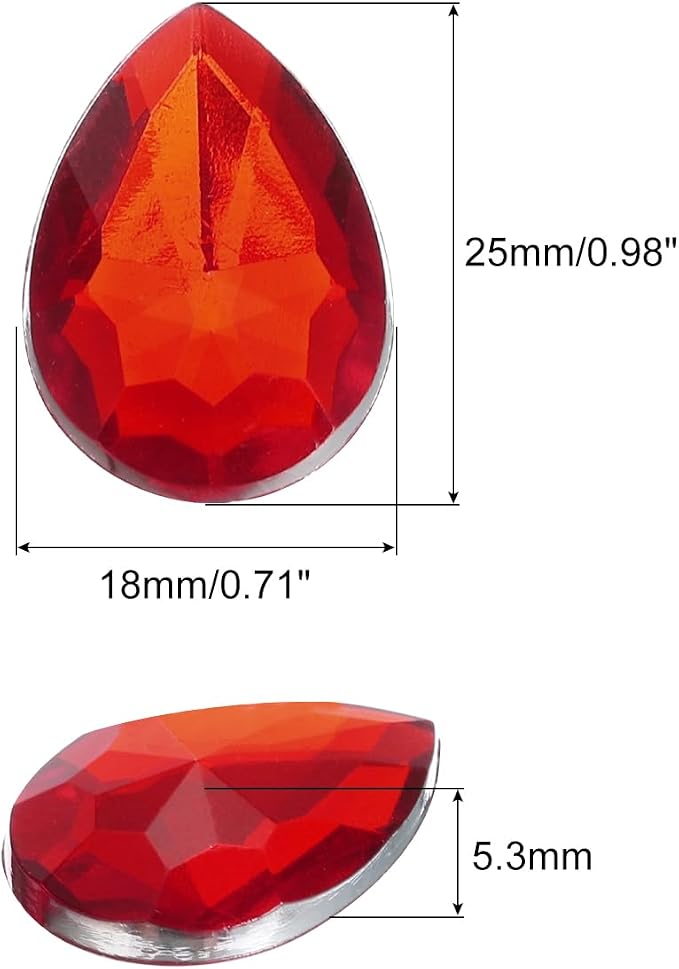MECCANIXITY 50PCS Flat Back Acrylic Teardrop Gems 18x25mm Artificial Rhinestones - Image 2