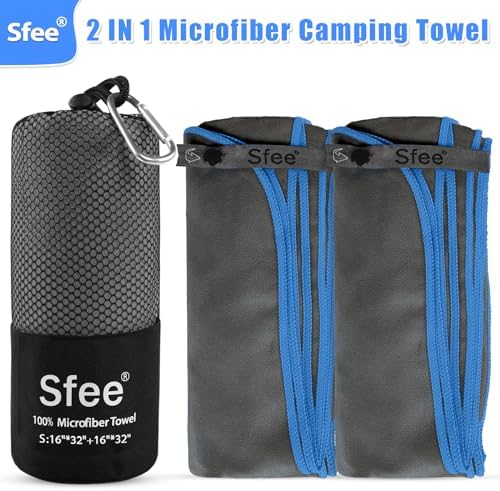 Sfee 2 Pack Microfiber Travel Towel, Quick Dry Towel Camping Towel Beach Towel - Image 4