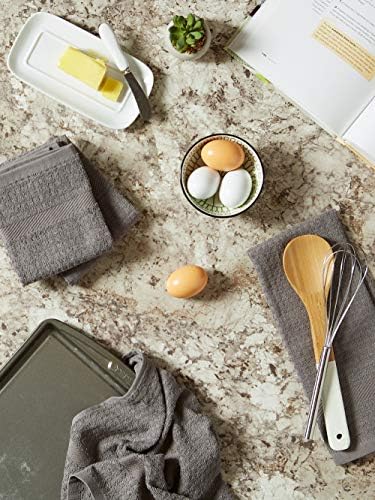 DII Basic Terry Collection Waffle Dishtowel Set, Solid Gray, 4 Piece - Image 6
